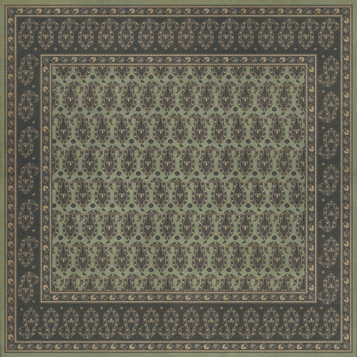 Persian Bazaar - Kintala - Dariav 72x72 Vintage Vinyl Floorcloth