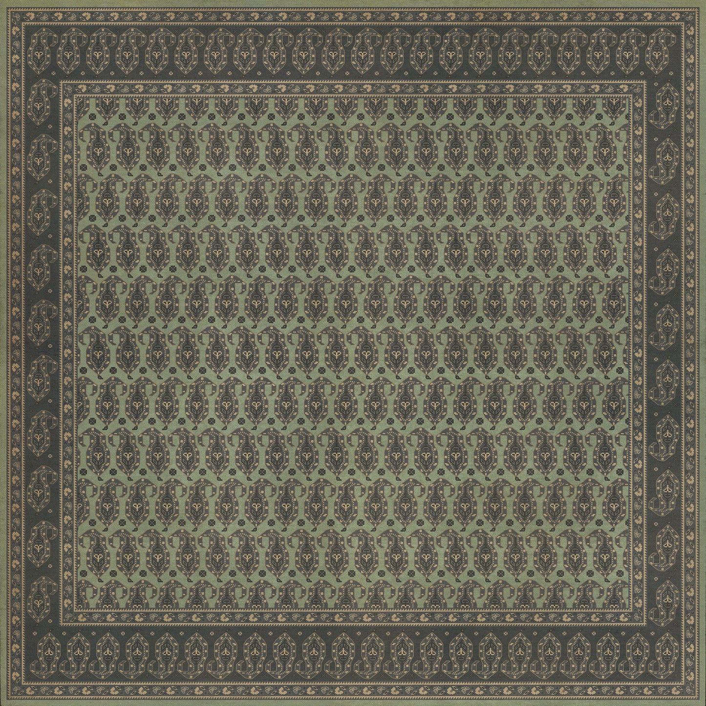 Persian Bazaar - Kintala - Dariav 96x96 Vintage Vinyl Floorcloth