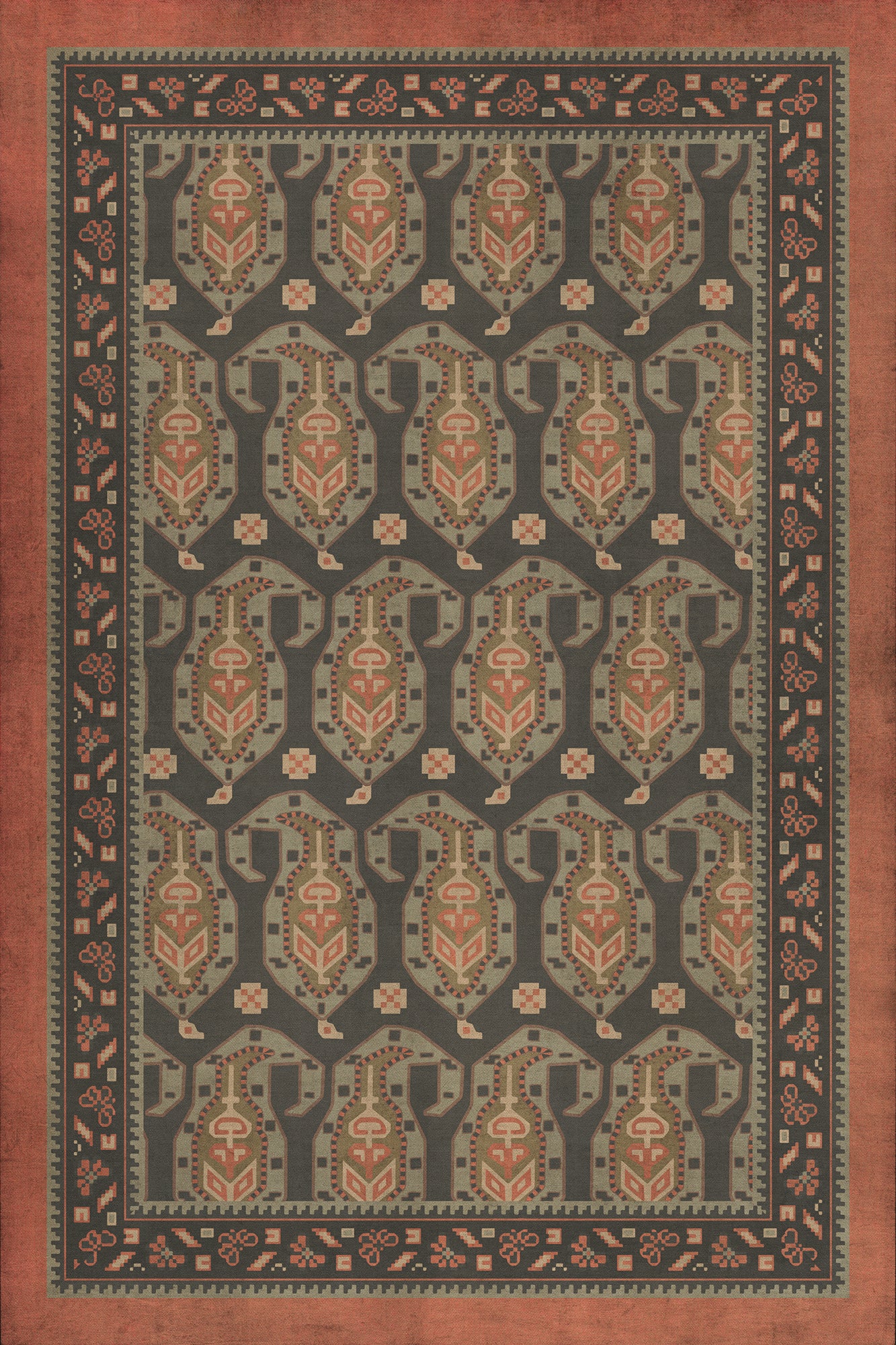 Persian Bazaar - Kintala - Drabarni 24x36 Vintage Vinyl Floorcloth