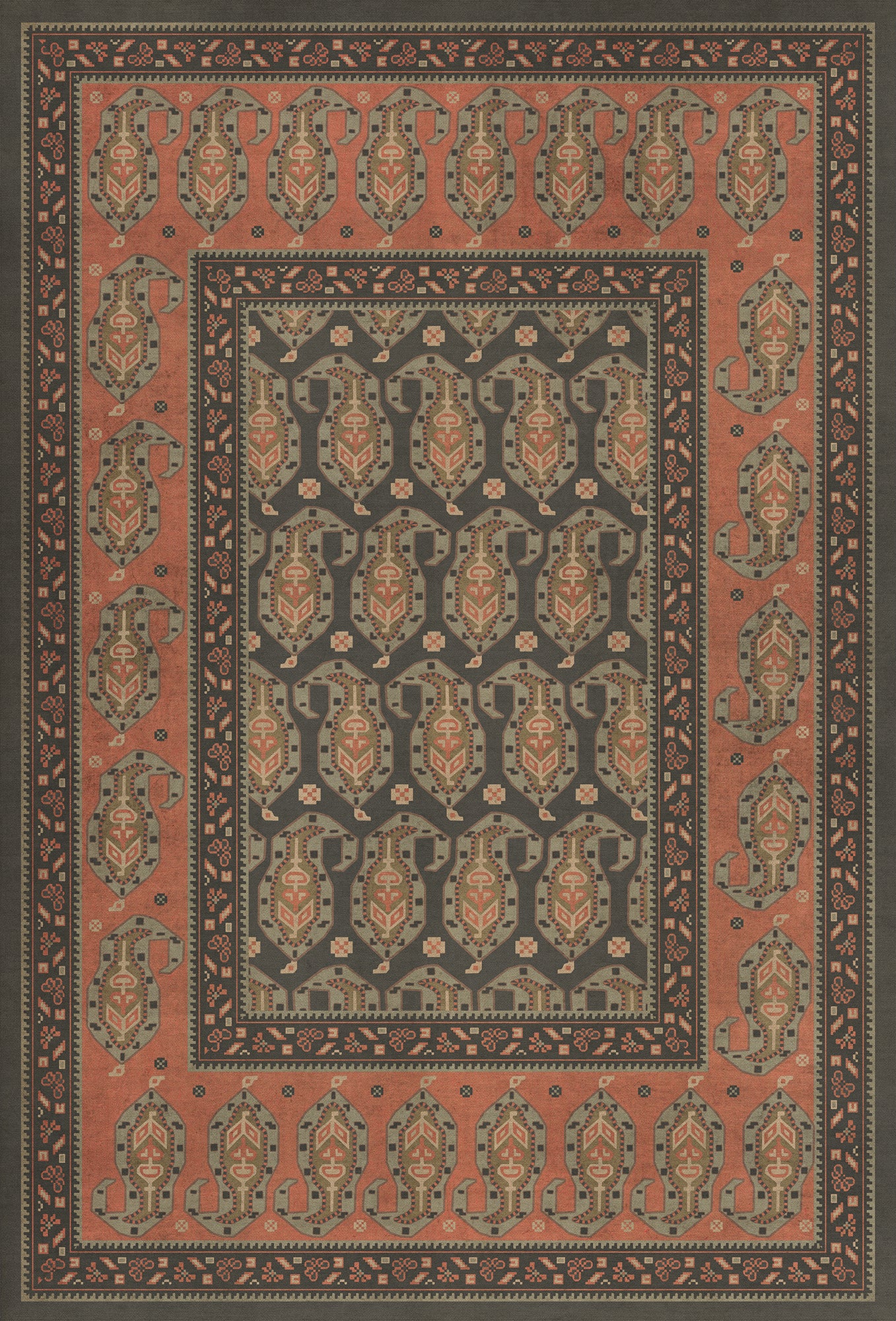 Persian Bazaar - Kintala - Drabarni 38x56 Vintage Vinyl Floorcloth