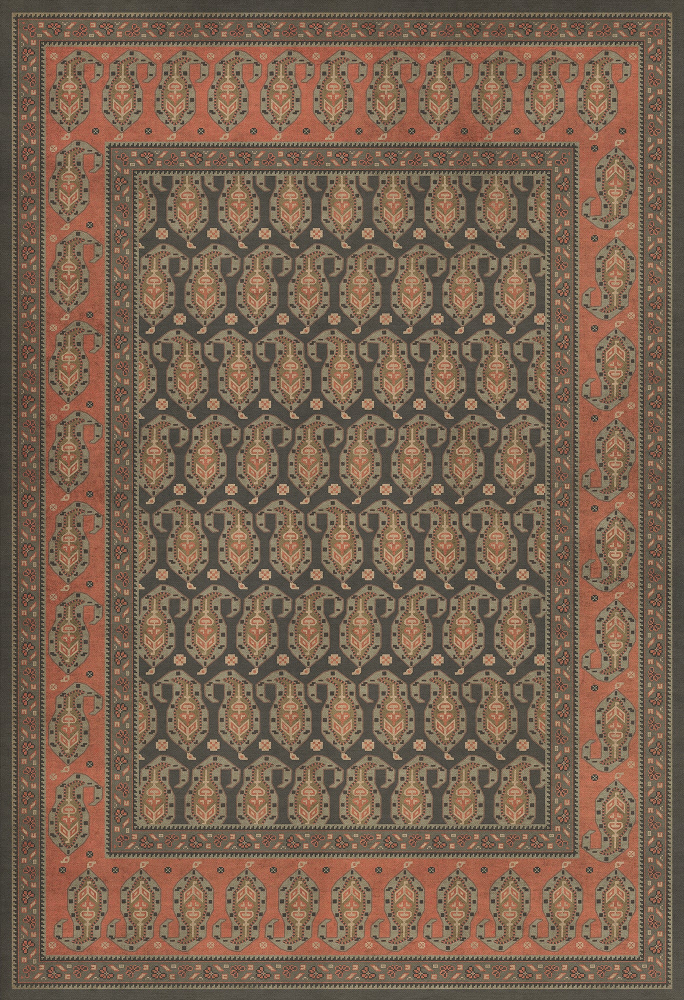 Persian Bazaar - Kintala - Drabarni 52x76 Vintage Vinyl Floorcloth