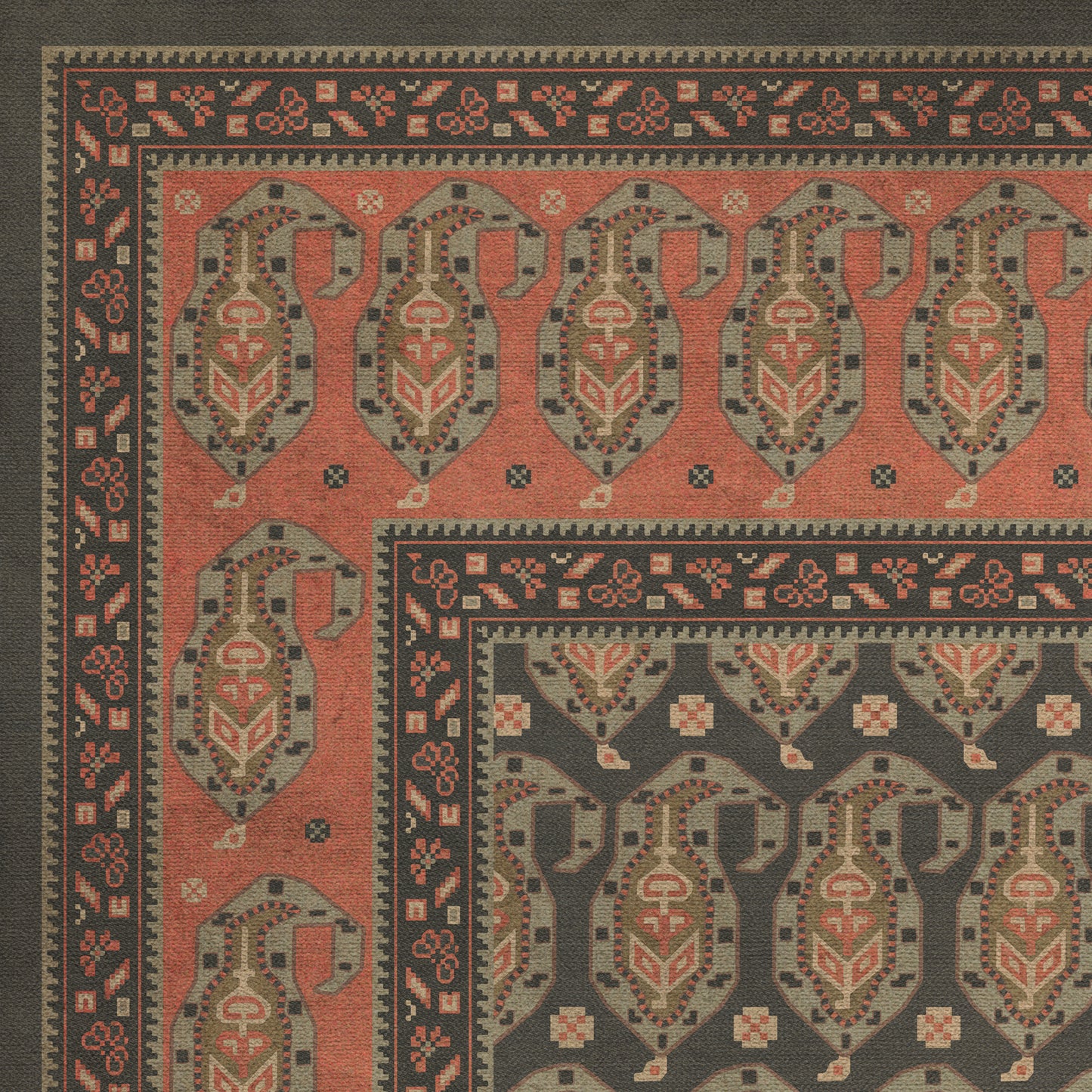 Persian Bazaar - Kintala - Drabarni 72x108 Vintage Vinyl Floorcloth
