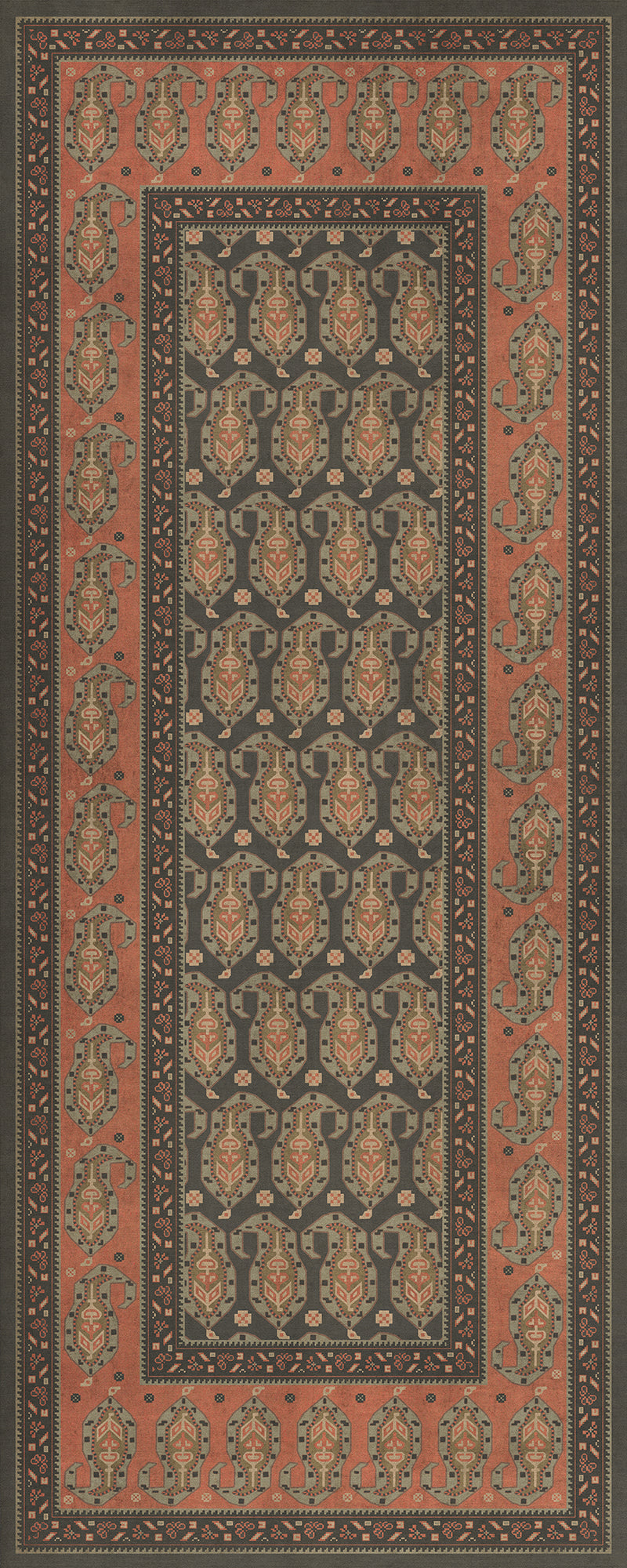 Persian Bazaar - Kintala - Drabarni 36x90 Vintage Vinyl Floorcloth