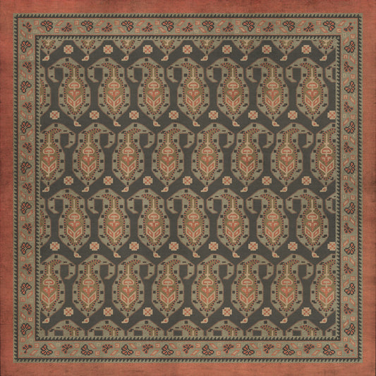 Persian Bazaar - Kintala - Drabarni 36x36 Vintage Vinyl Floorcloth