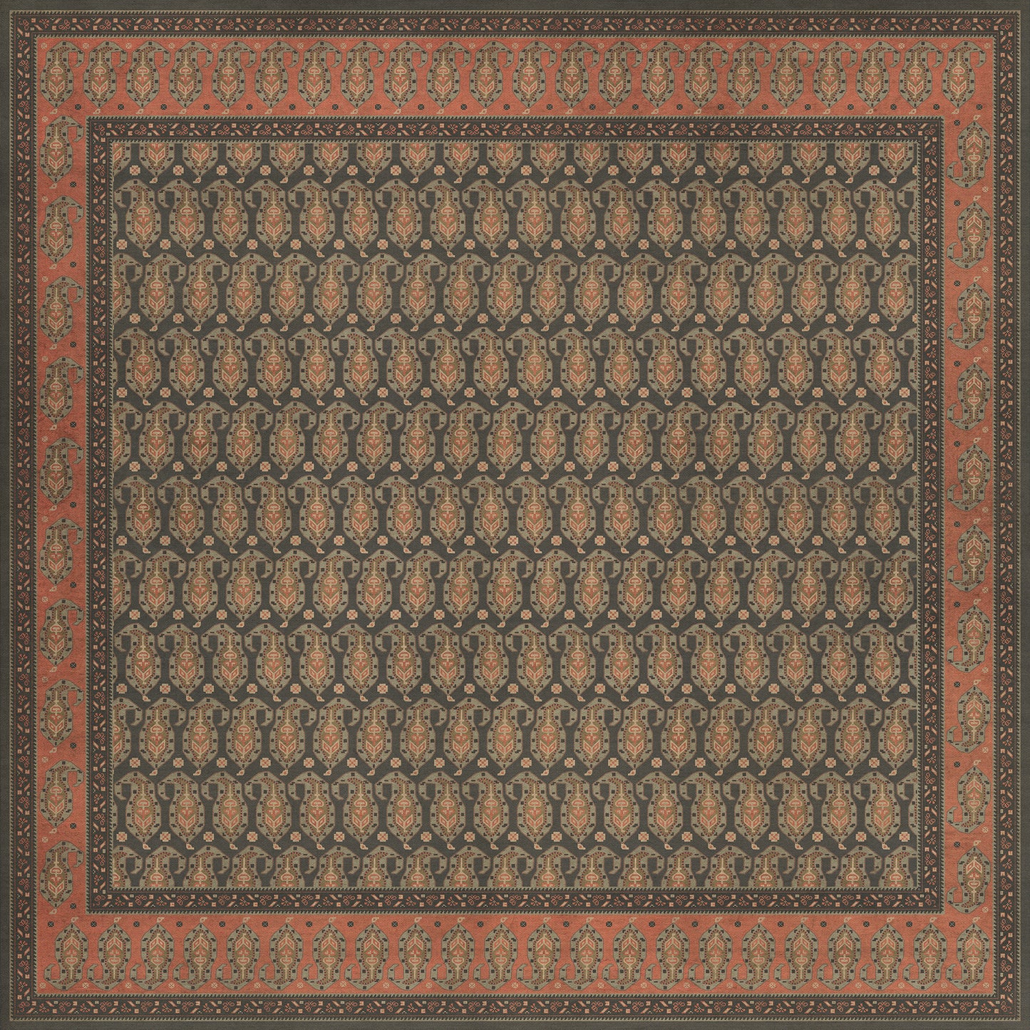 Persian Bazaar - Kintala - Drabarni 96x96 Vintage Vinyl Floorcloth