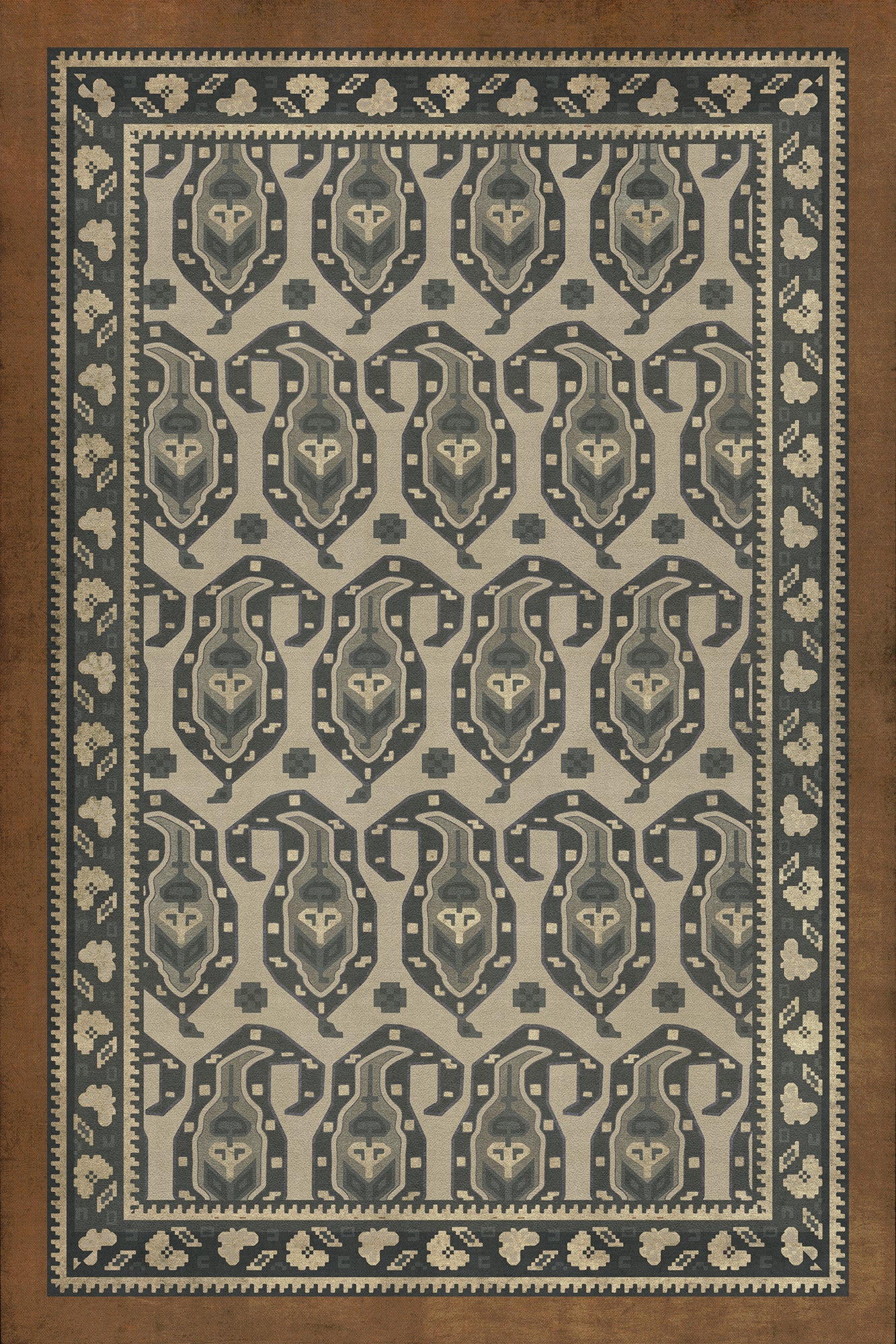 Persian Bazaar - Kintala - Frumos 20x30 Vintage Vinyl Floorcloth