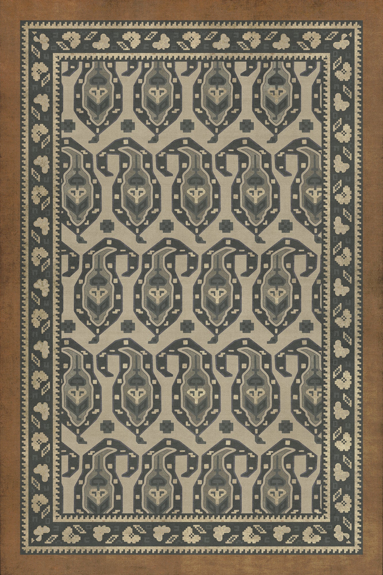 Persian Bazaar - Kintala - Frumos 24x36 Vintage Vinyl Floorcloth