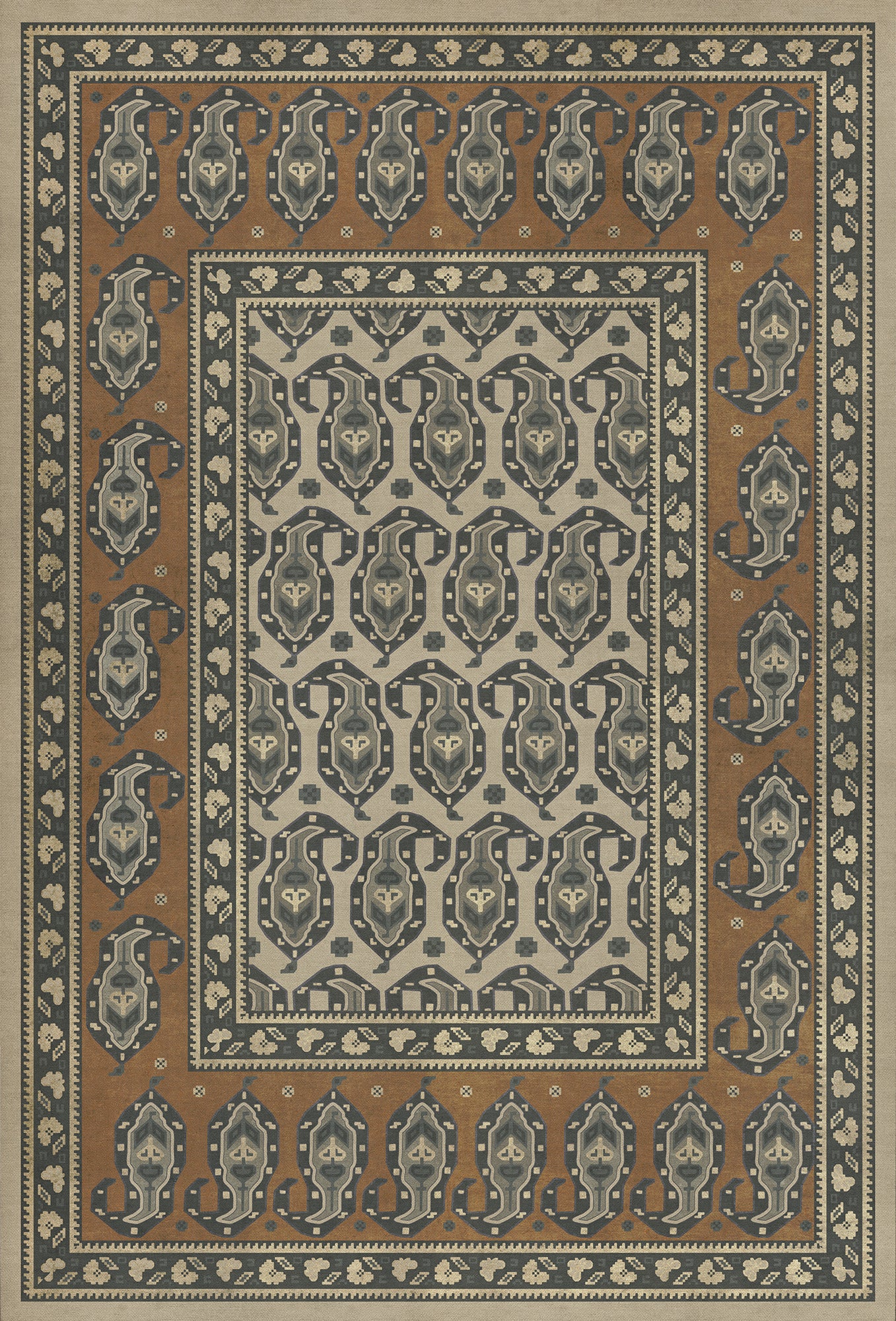 Persian Bazaar - Kintala - Frumos 38x56 Vintage Vinyl Floorcloth