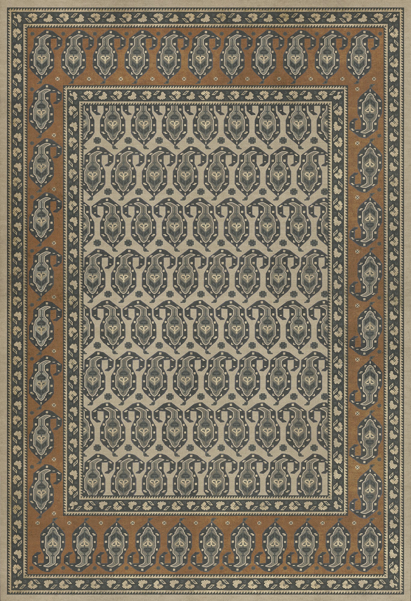 Persian Bazaar - Kintala - Frumos 52x76 Vintage Vinyl Floorcloth