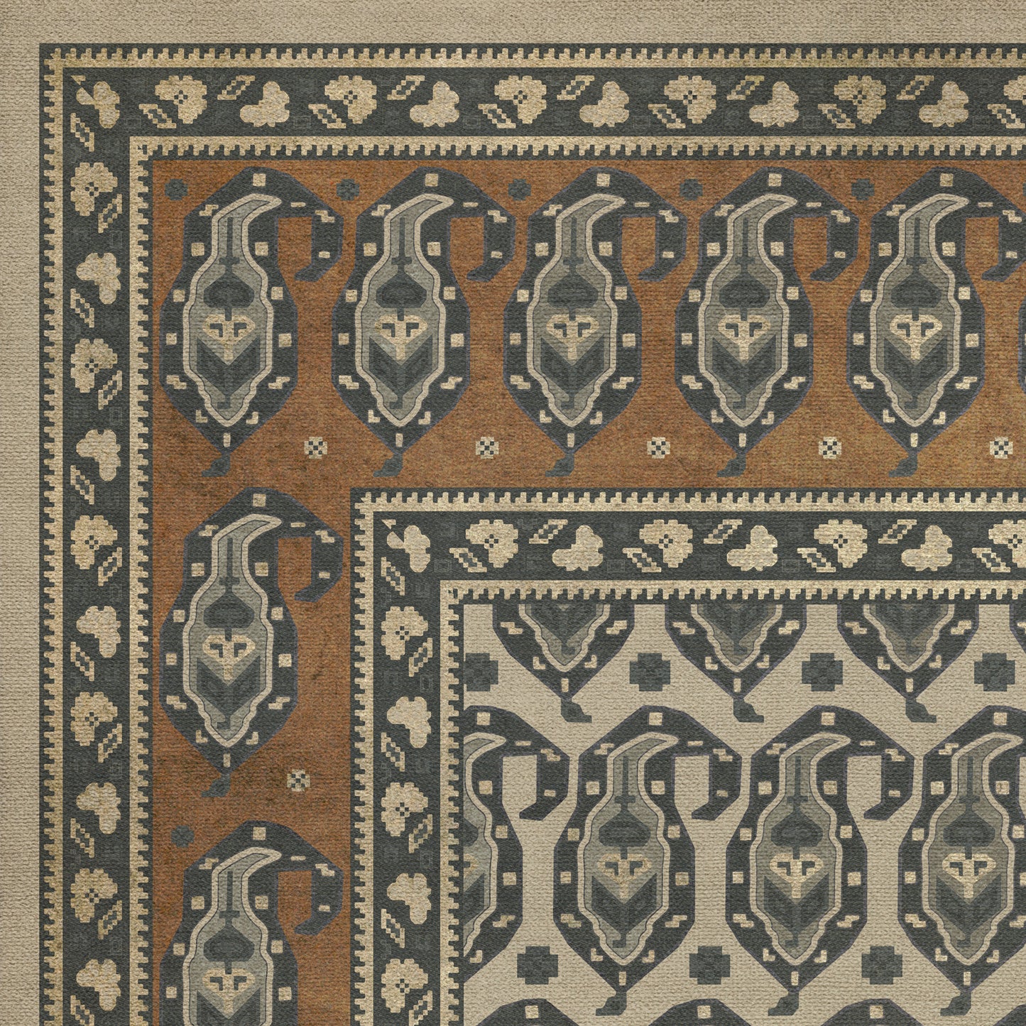 Persian Bazaar - Kintala - Frumos 72x108 Vintage Vinyl Floorcloth