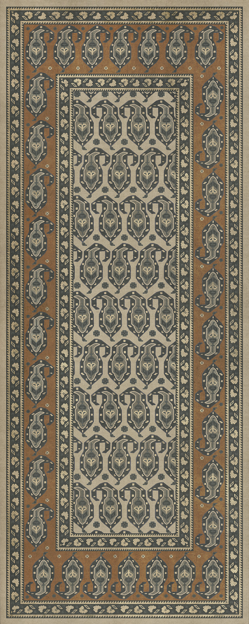 Persian Bazaar - Kintala - Frumos 36x90 Vintage Vinyl Floorcloth