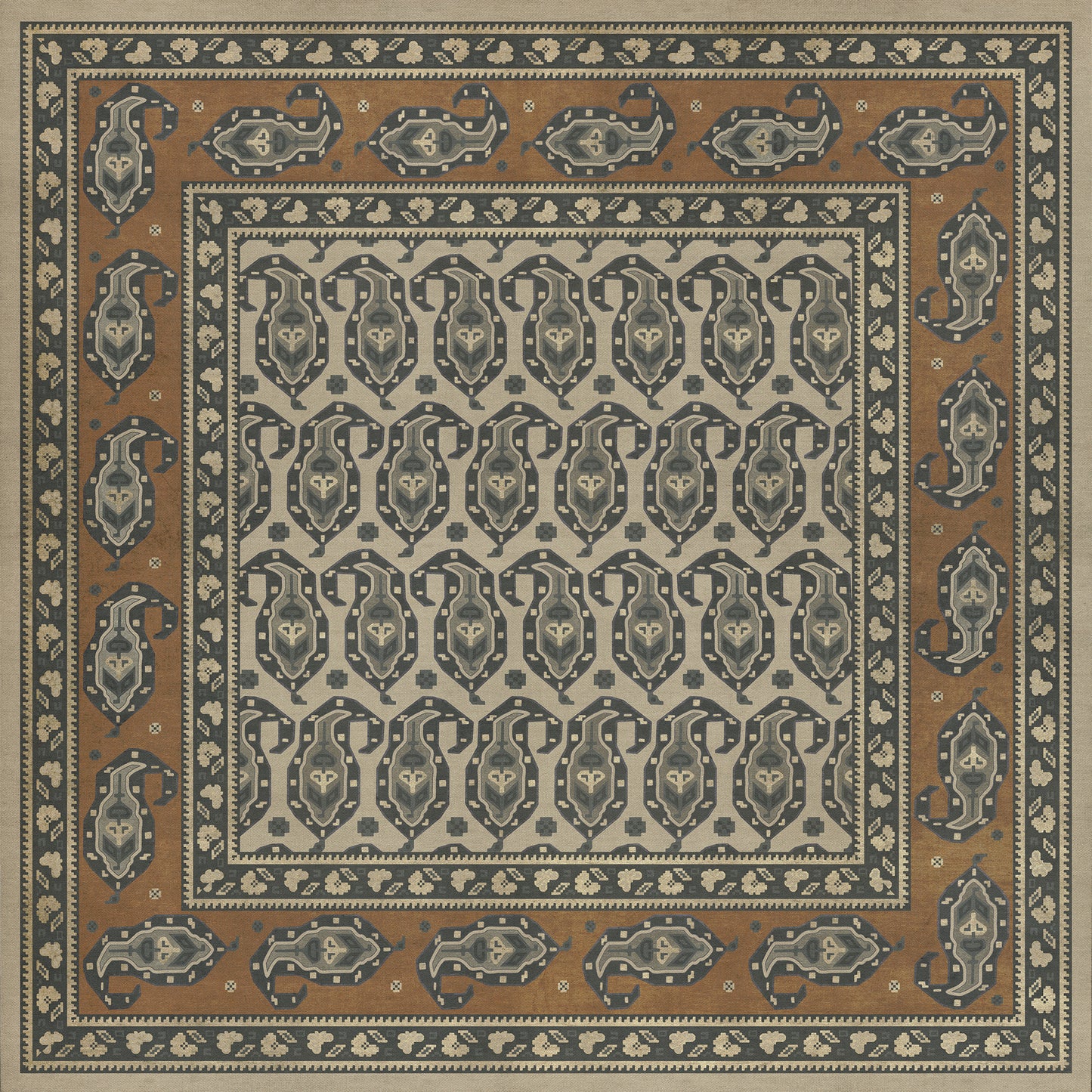 Persian Bazaar - Kintala - Frumos 48x48 Vintage Vinyl Floorcloth