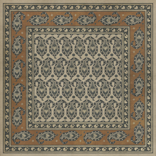 Persian Bazaar - Kintala - Frumos 48x48 Vintage Vinyl Floorcloth