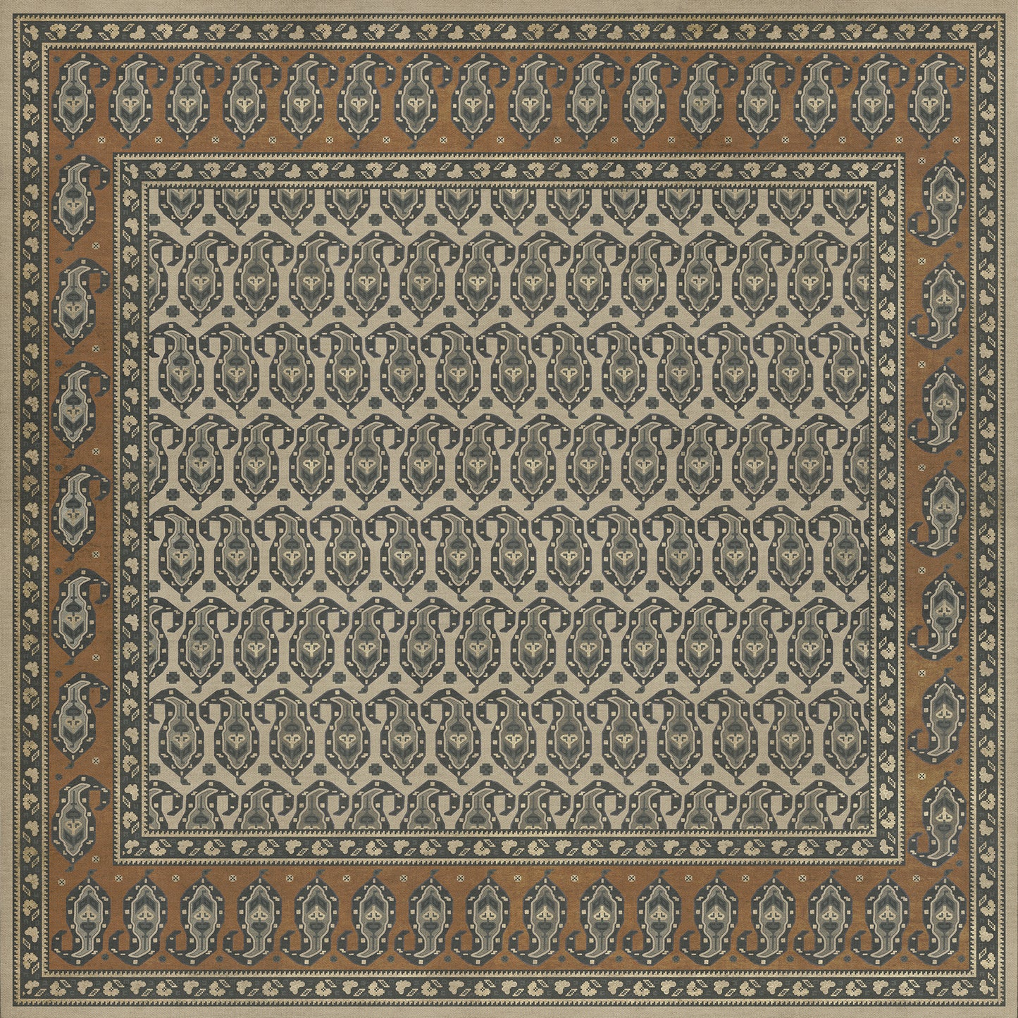 Persian Bazaar - Kintala - Frumos 72x72 Vintage Vinyl Floorcloth