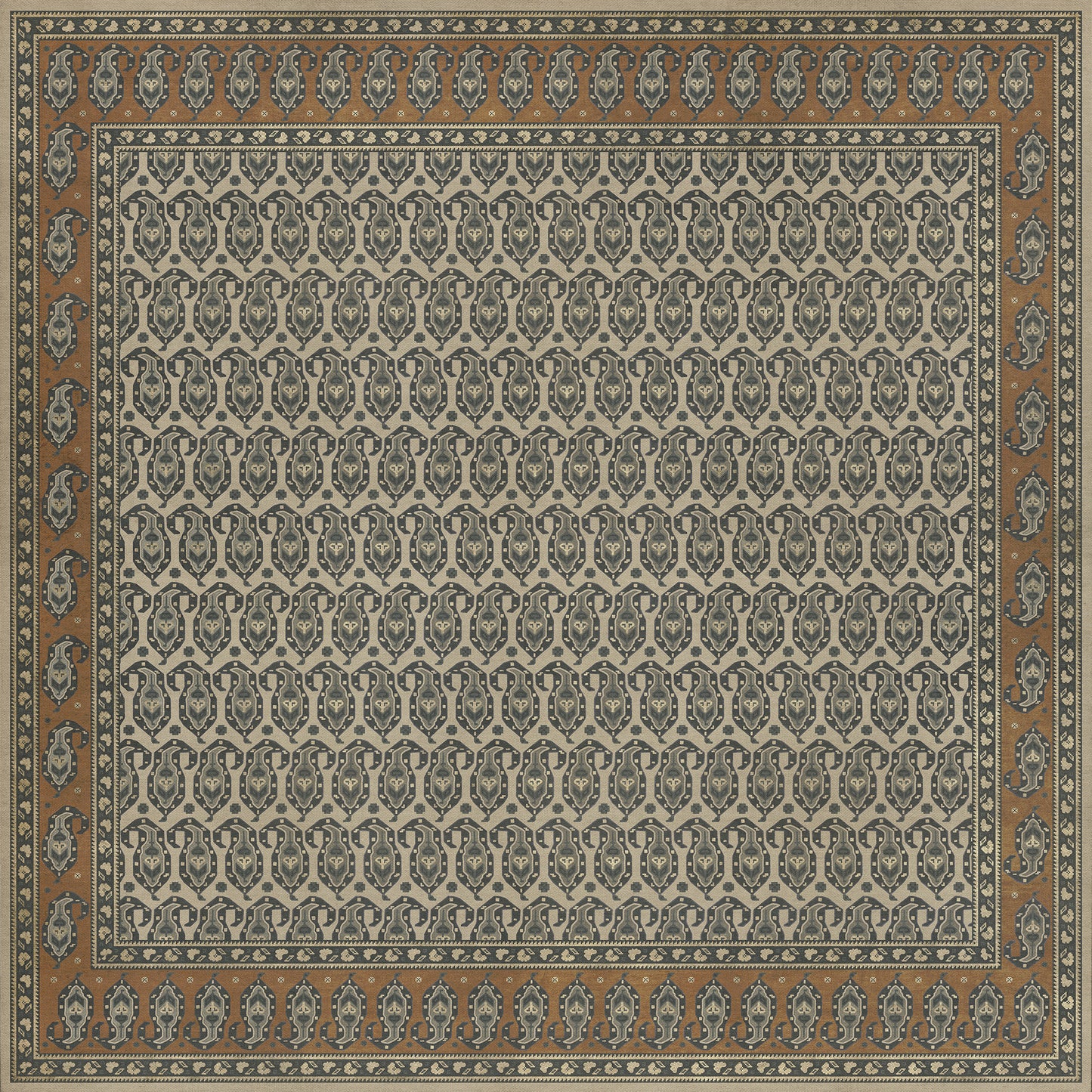 Persian Bazaar - Kintala - Frumos 96x96 Vintage Vinyl Floorcloth