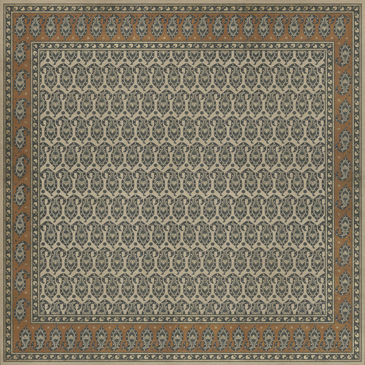 Persian Bazaar - Kintala - Frumos 96x96 Vintage Vinyl Floorcloth