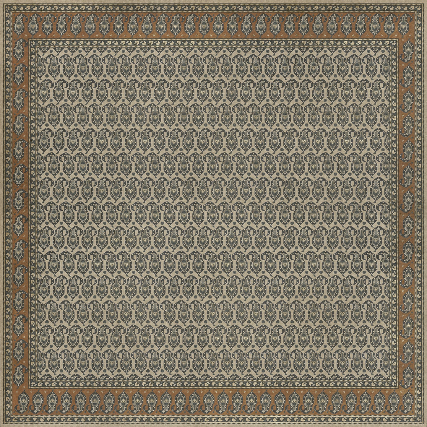 Persian Bazaar - Kintala - Frumos 120x120 Vintage Vinyl Floorcloth