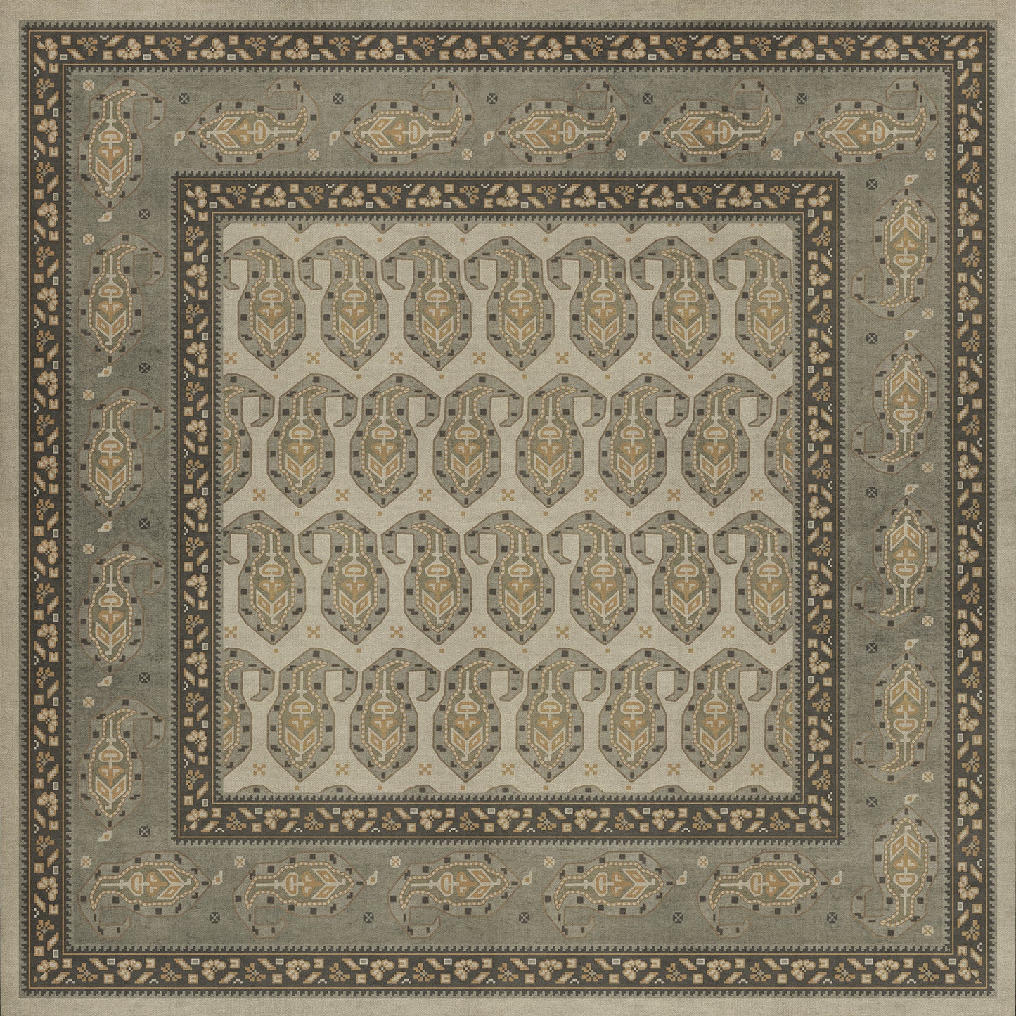 Persian Bazaar - Kintala - Gliabno 48x48 Vintage Vinyl Floorcloth