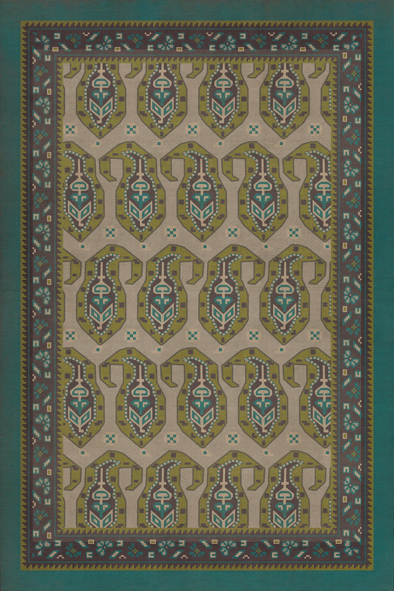 Persian Bazaar - Kintala - Kesali 20x30 Vintage Vinyl Floorcloth