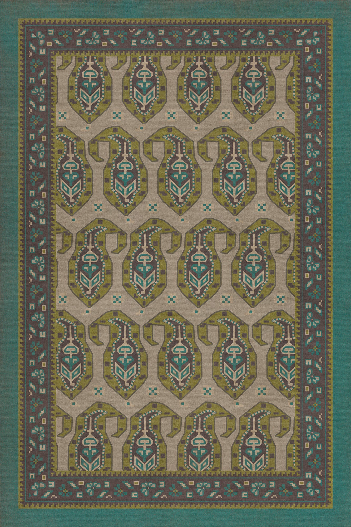 Persian Bazaar - Kintala - Kesali 24x36 Vintage Vinyl Floorcloth