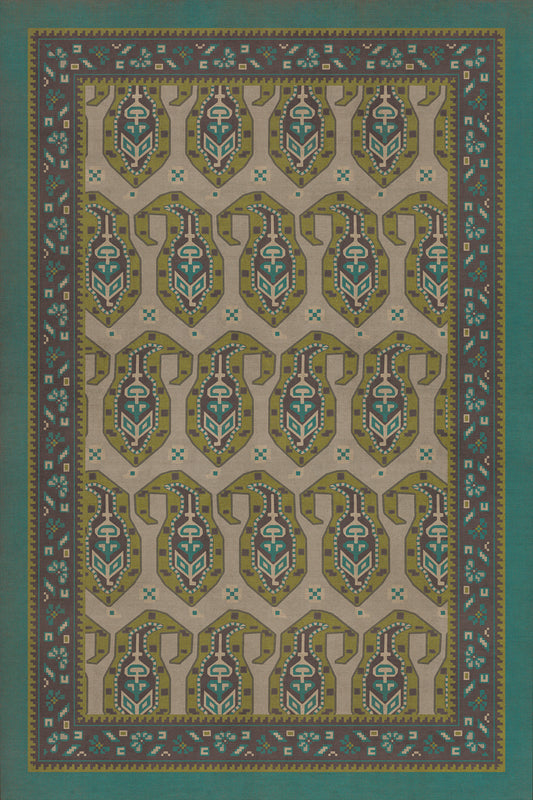 Persian Bazaar - Kintala - Kesali 24x36 Vintage Vinyl Floorcloth