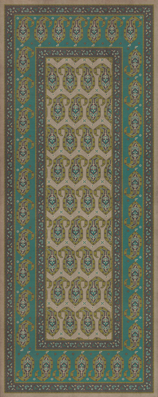 Persian Bazaar - Kintala - Kesali 36x90 Vintage Vinyl Floorcloth