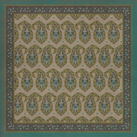 Persian Bazaar - Kintala - Kesali 36x36 Vintage Vinyl Floorcloth