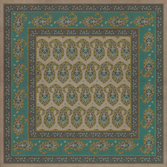 Persian Bazaar - Kintala - Kesali 48x48 Vintage Vinyl Floorcloth