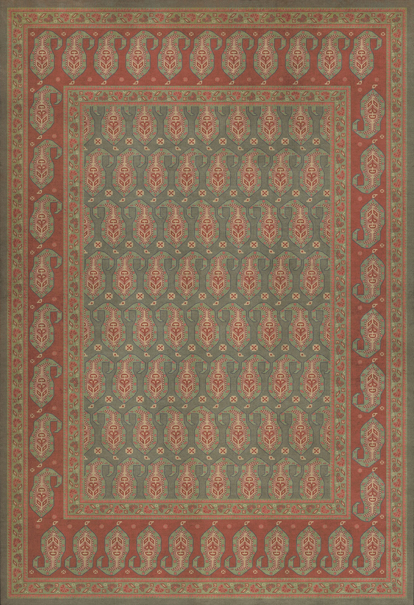 Persian Bazaar - Kintala - Mora 52x76 Vintage Vinyl Floorcloth