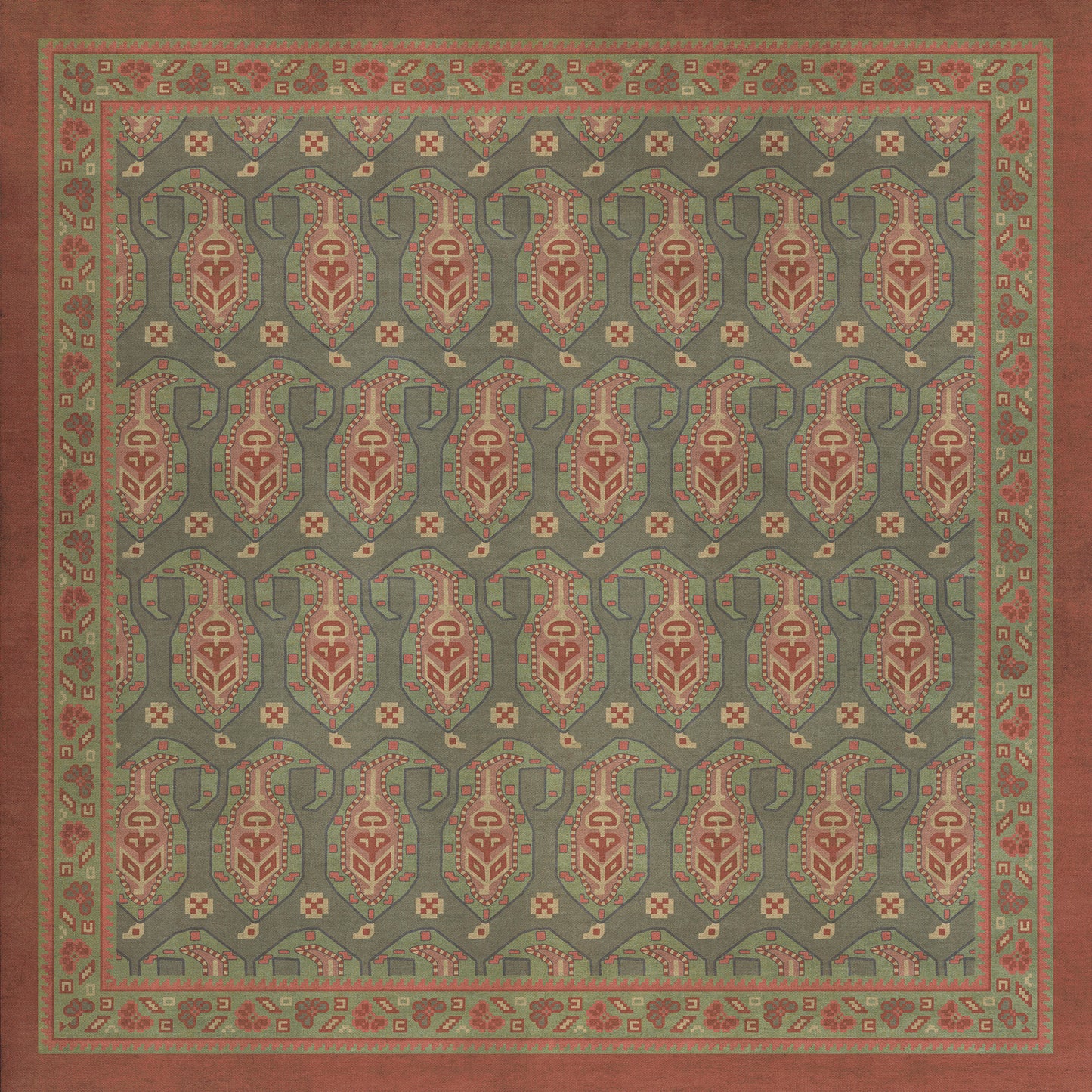 Persian Bazaar - Kintala - Mora 36x36 Vintage Vinyl Floorcloth