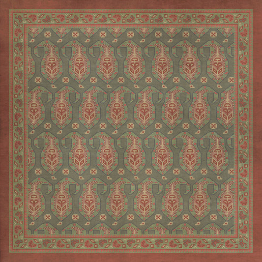 Persian Bazaar - Kintala - Mora 36x36 Vintage Vinyl Floorcloth
