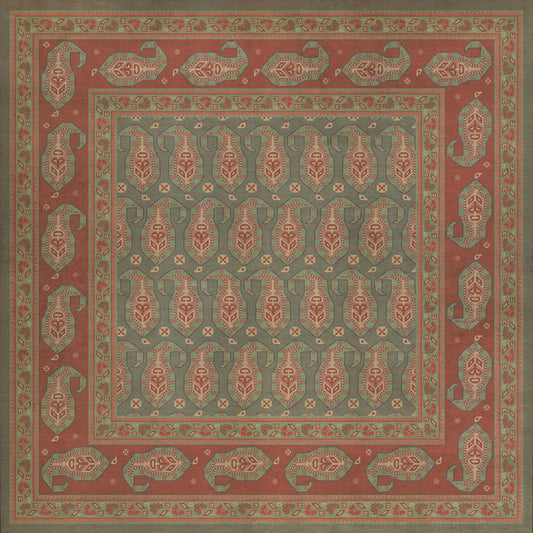 Persian Bazaar - Kintala - Mora 48x48 Vintage Vinyl Floorcloth