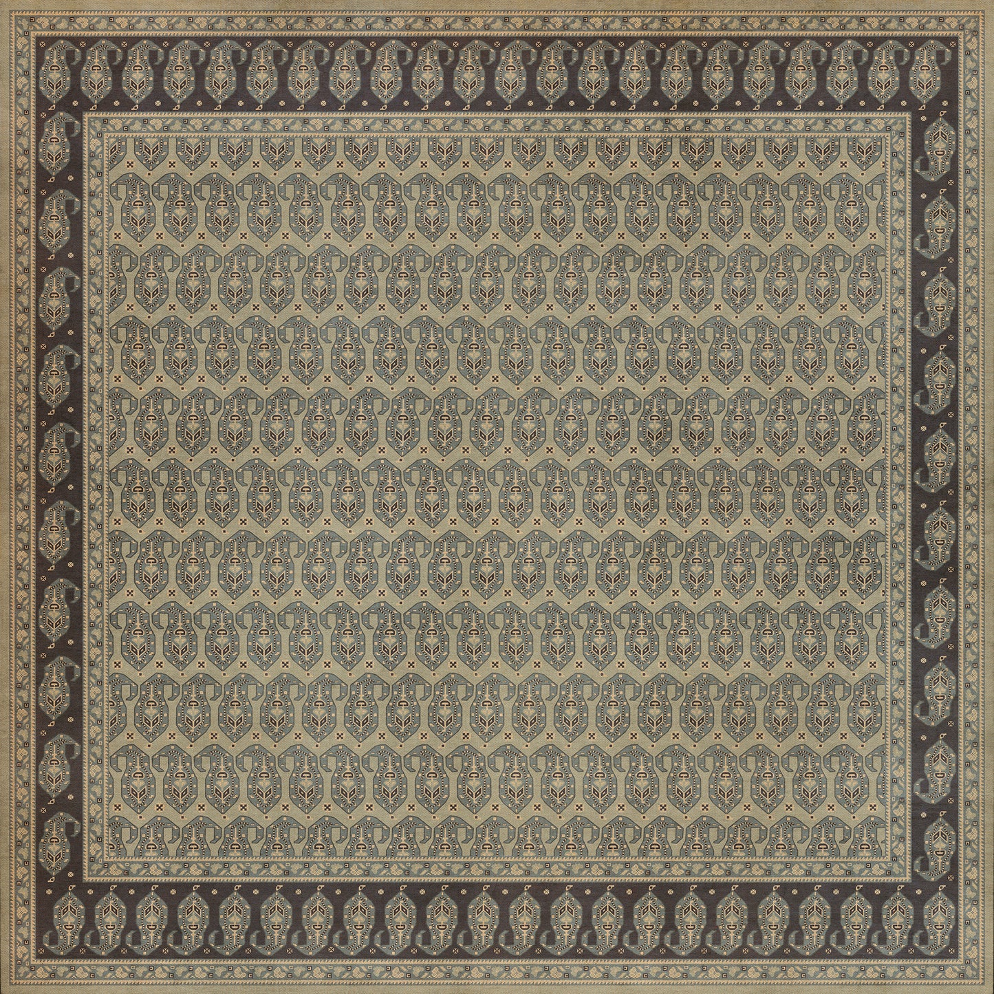 Persian Bazaar - Kintala - Nivasi 96x96 Vintage Vinyl Floorcloth