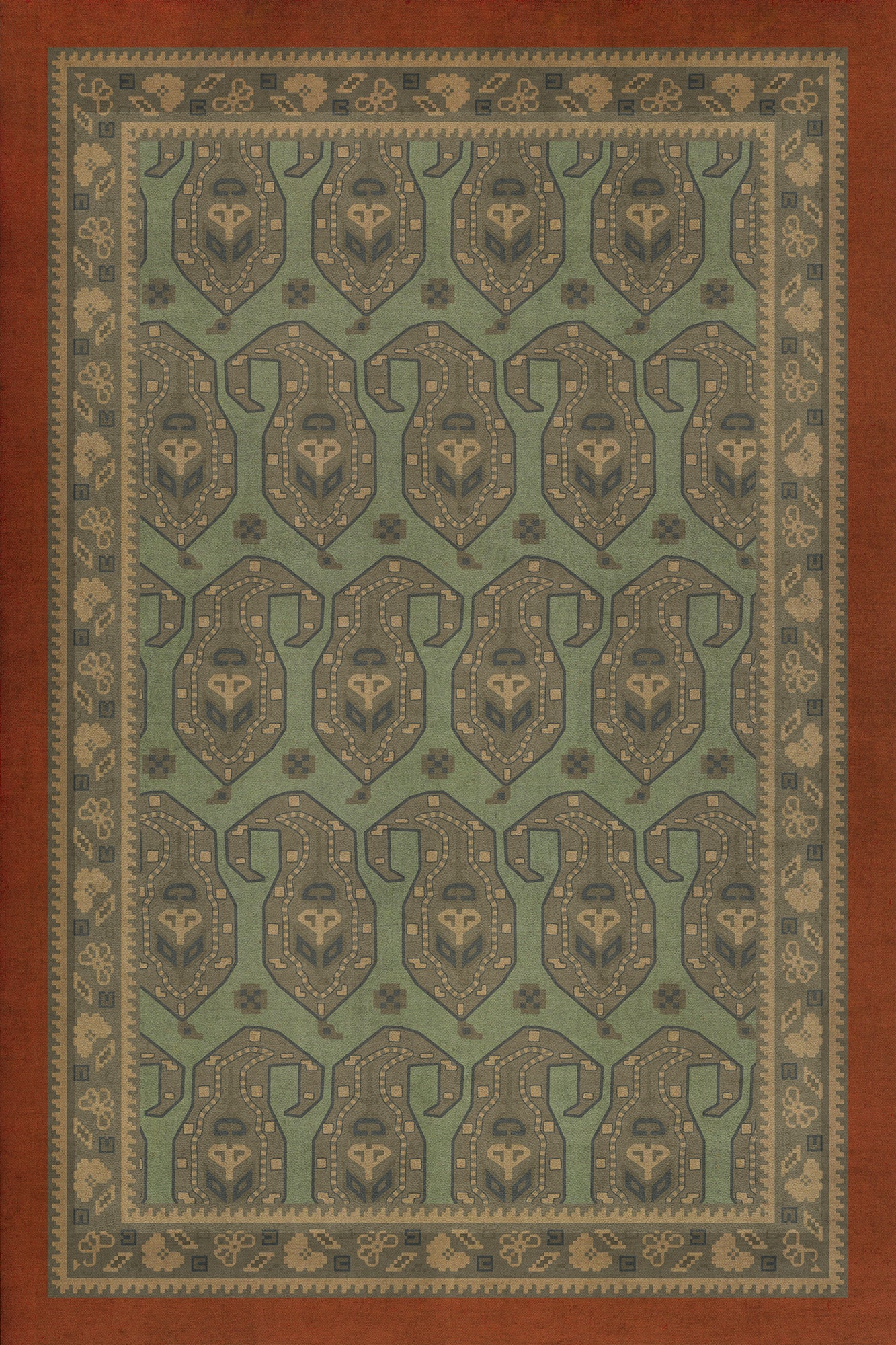 Persian Bazaar - Kintala - Nuri 20x30 Vintage Vinyl Floorcloth