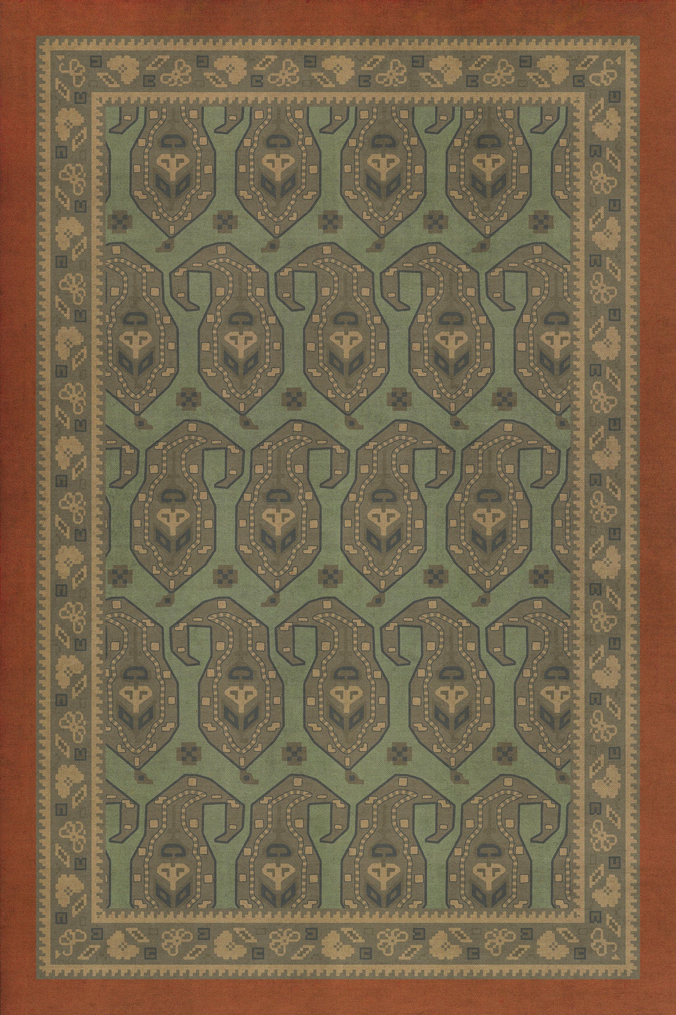 Persian Bazaar - Kintala - Nuri 24x36 Vintage Vinyl Floorcloth
