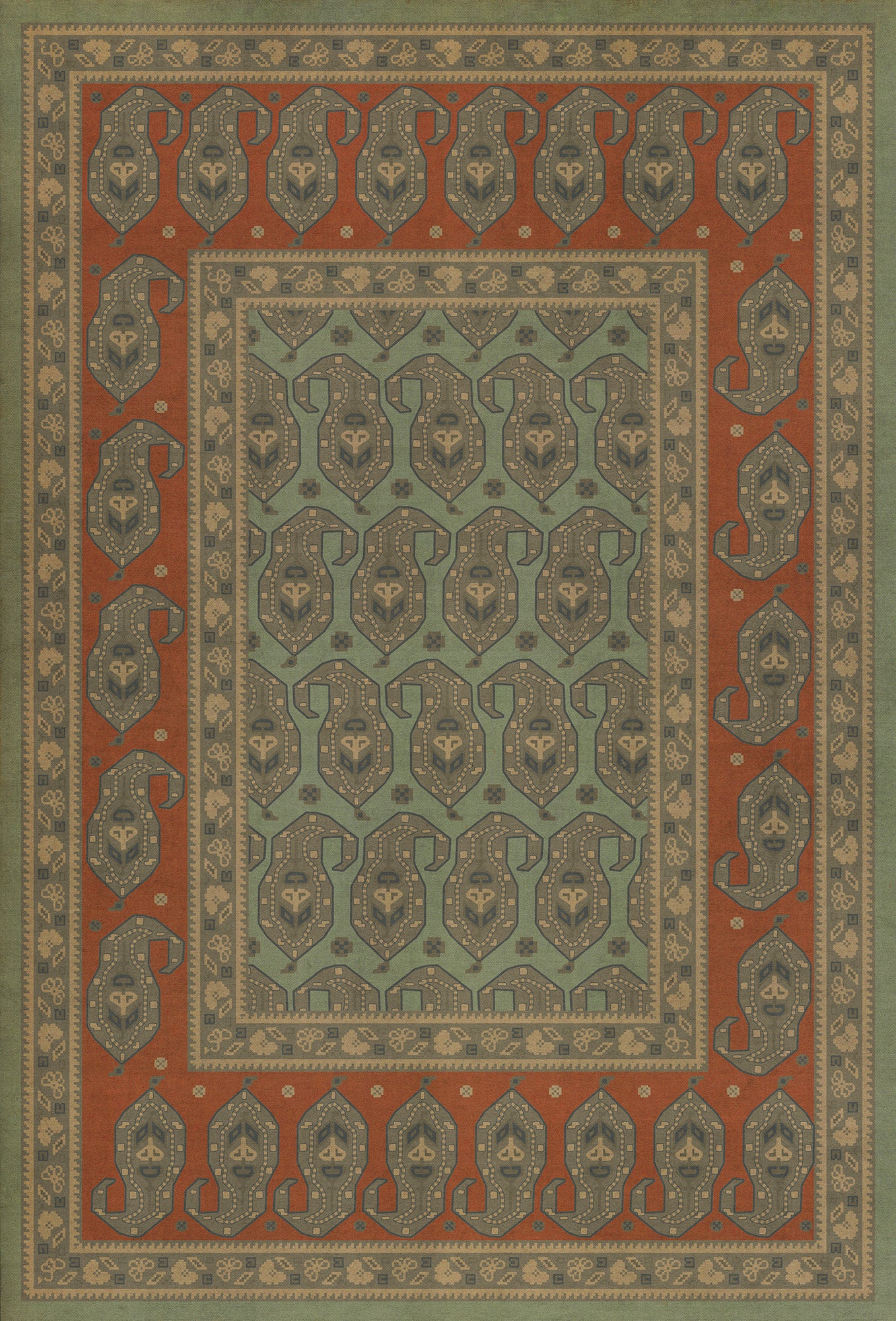 Persian Bazaar - Kintala - Nuri 38x56 Vintage Vinyl Floorcloth
