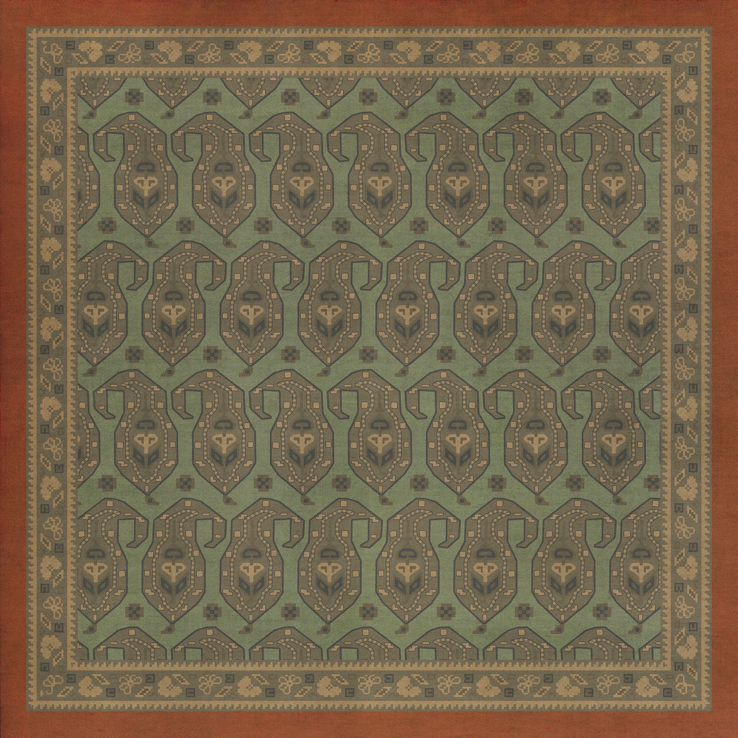Persian Bazaar - Kintala - Nuri 36x36 Vintage Vinyl Floorcloth