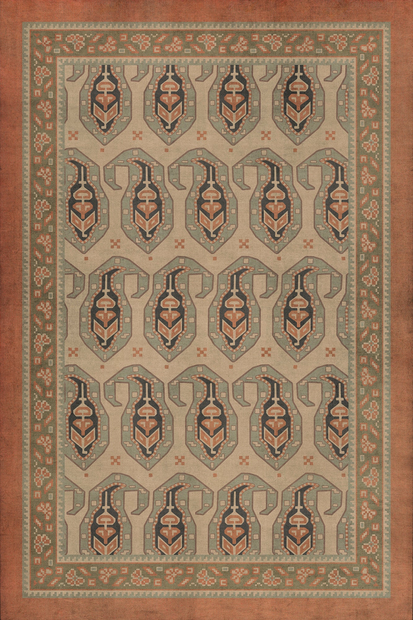 Persian Bazaar - Kintala - Rakli 24x36 Vintage Vinyl Floorcloth