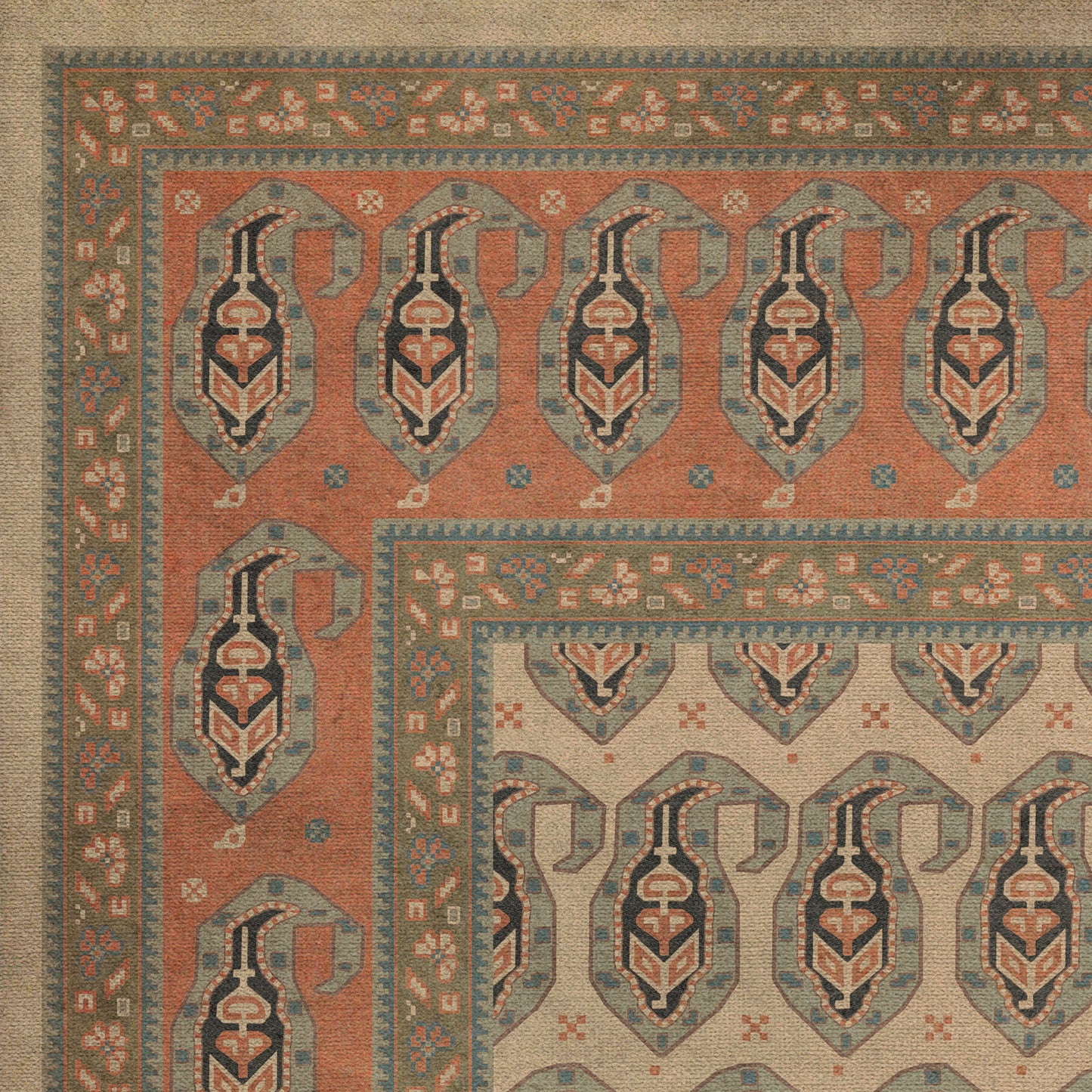 Persian Bazaar - Kintala - Rakli 72x108 Vintage Vinyl Floorcloth