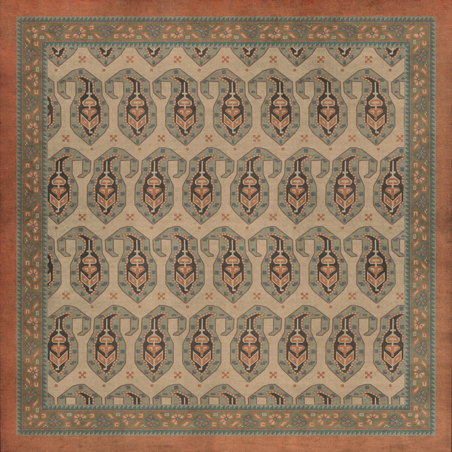 Persian Bazaar - Kintala - Rakli 36x36 Vintage Vinyl Floorcloth