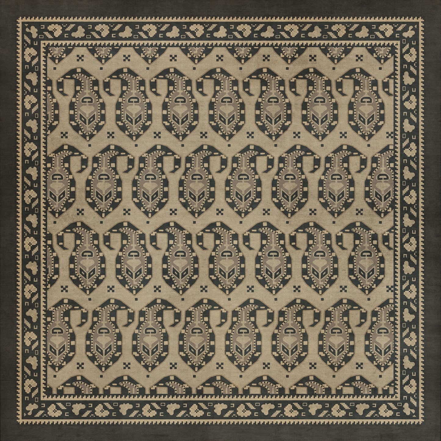 Persian Bazaar - Kintala - Spiuni 36x36 Vintage Vinyl Floorcloth