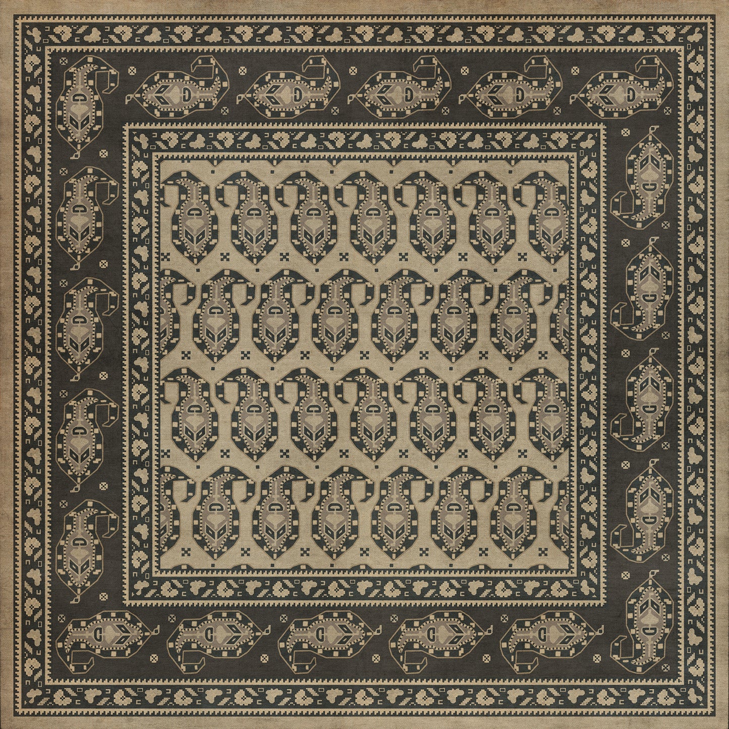 Persian Bazaar - Kintala - Spiuni 48x48 Vintage Vinyl Floorcloth
