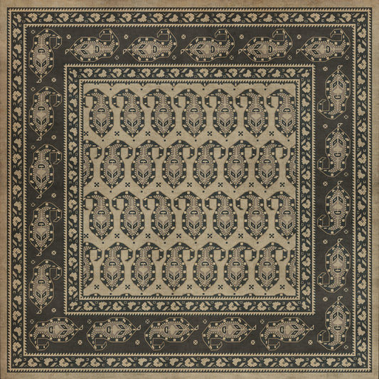 Persian Bazaar - Kintala - Spiuni 48x48 Vintage Vinyl Floorcloth