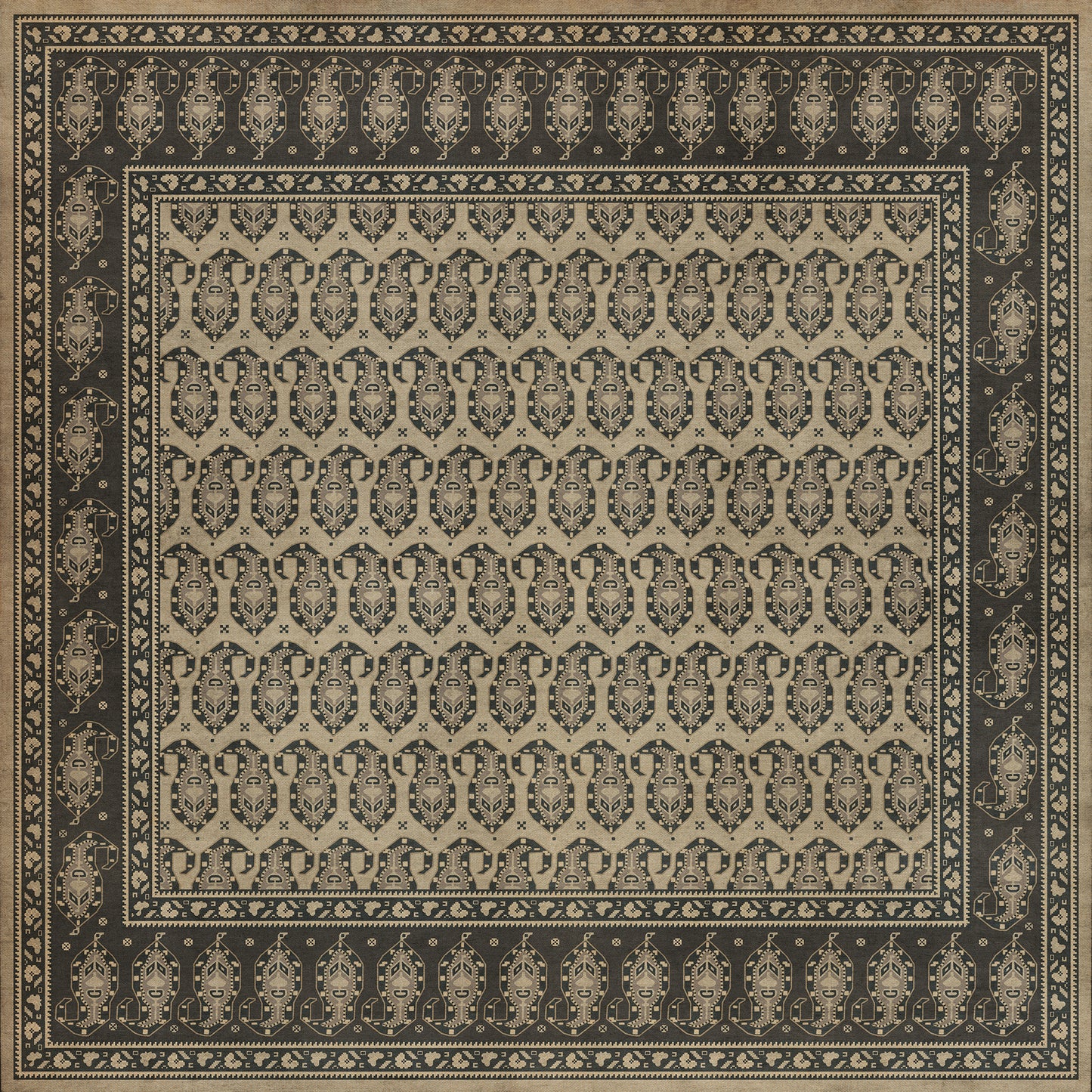Persian Bazaar - Kintala - Spiuni 72x72 Vintage Vinyl Floorcloth