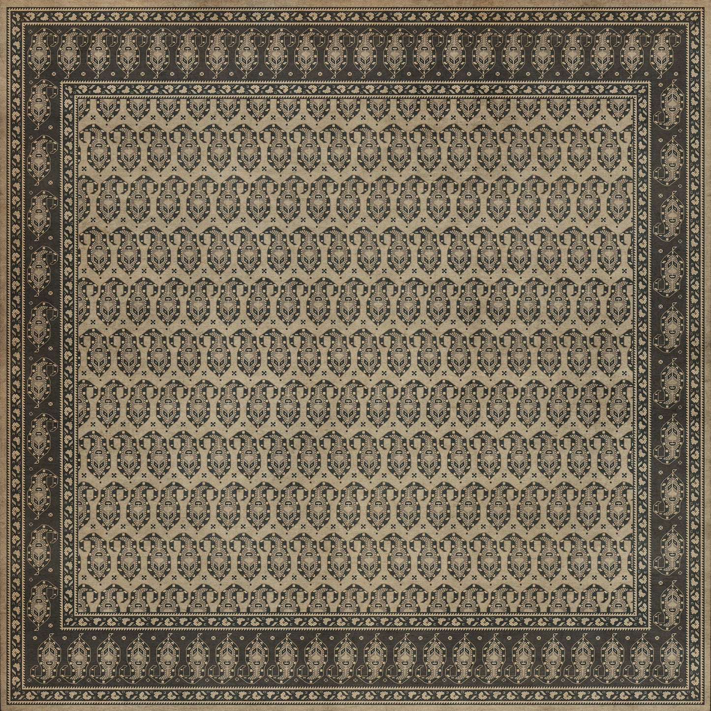 Persian Bazaar - Kintala - Spiuni 96x96 Vintage Vinyl Floorcloth