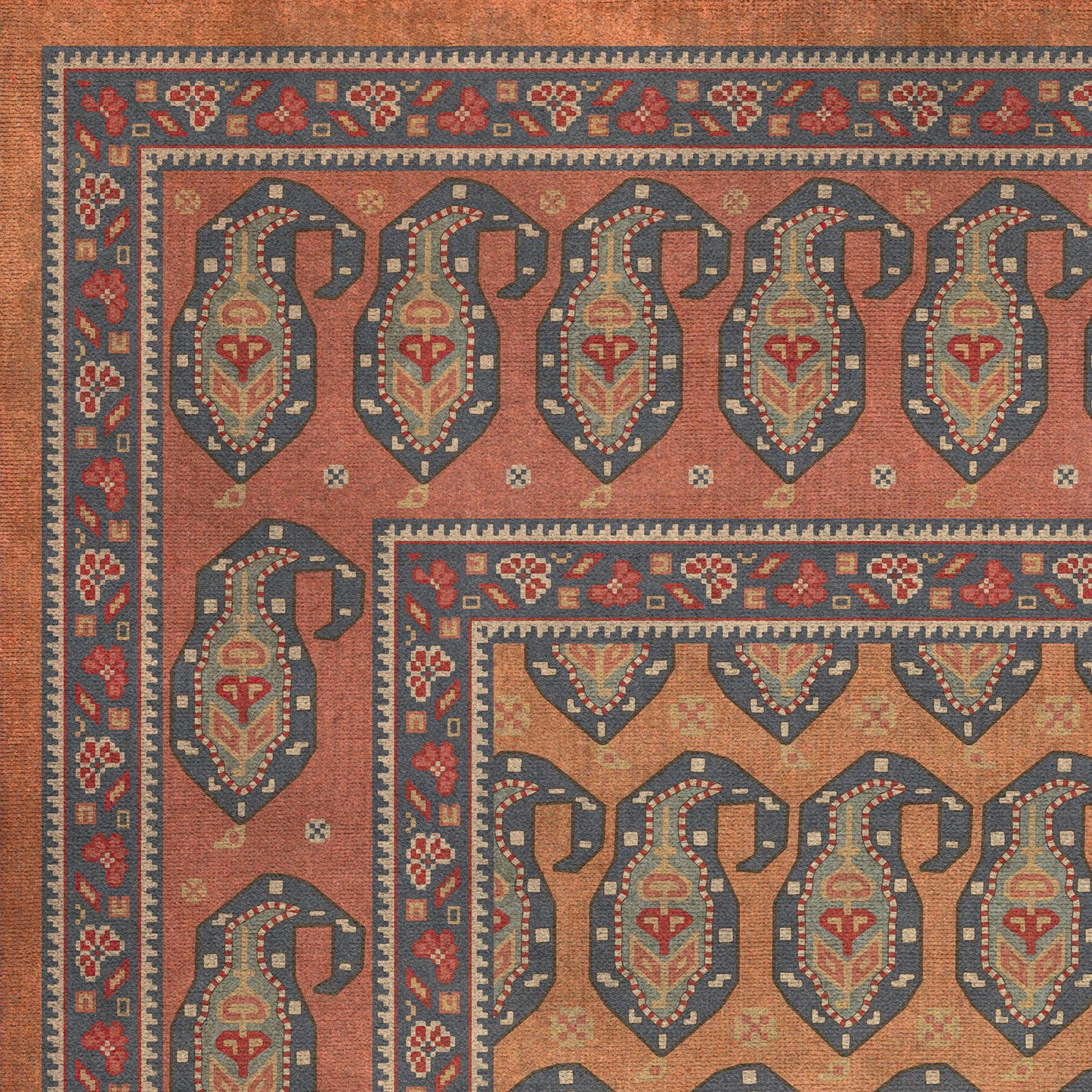 Persian Bazaar - Kintala - Svata 72x108 Vintage Vinyl Floorcloth