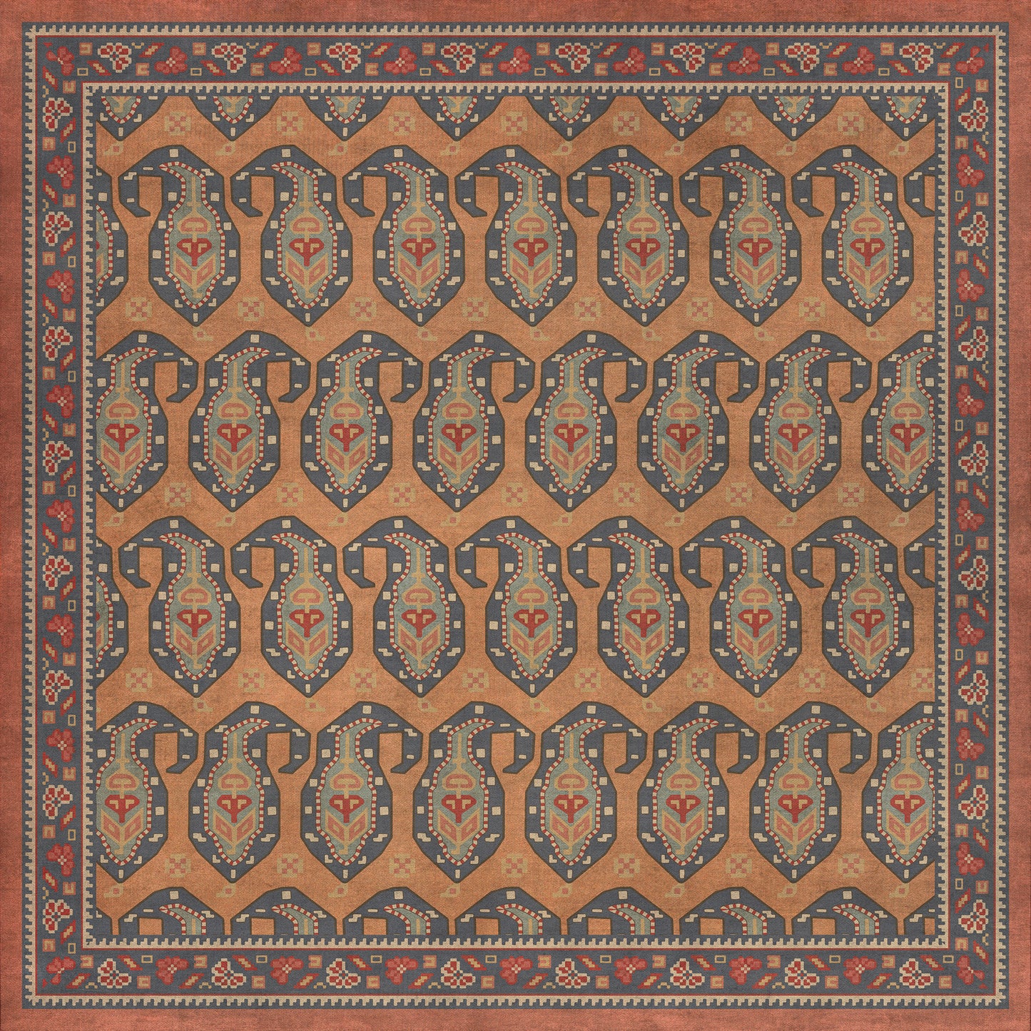 Persian Bazaar - Kintala - Svata 36x36 Vintage Vinyl Floorcloth