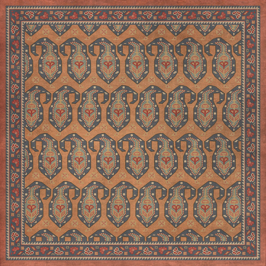 Persian Bazaar - Kintala - Svata 36x36 Vintage Vinyl Floorcloth
