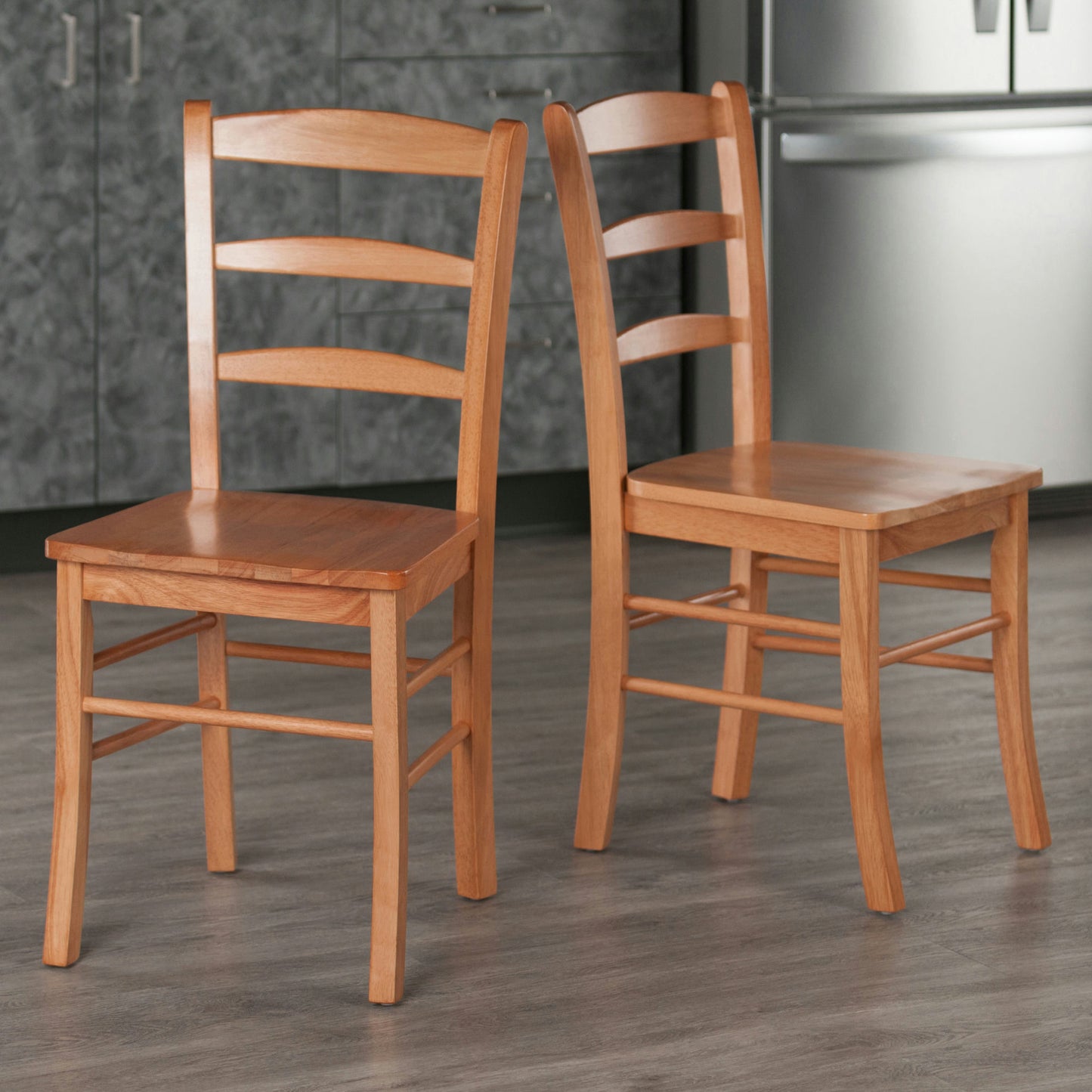 Benjamin 2-Pc Ladder-back Chair Set, Light Oak