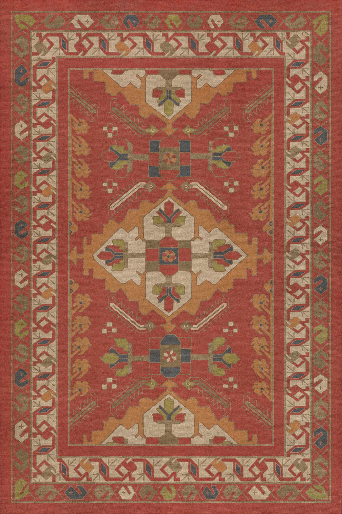 Persian Bazaar - Hamadan - Arkadas 24x36 Vintage Vinyl Floorcloth